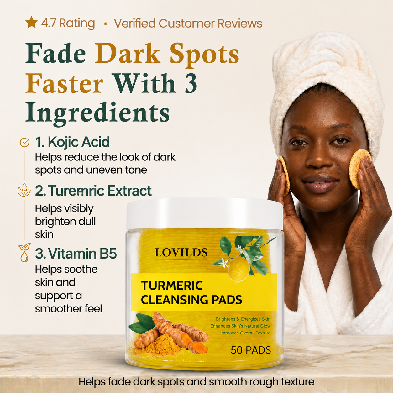 LOVILDS Turmeric Kojic Acid Cleansing Pads