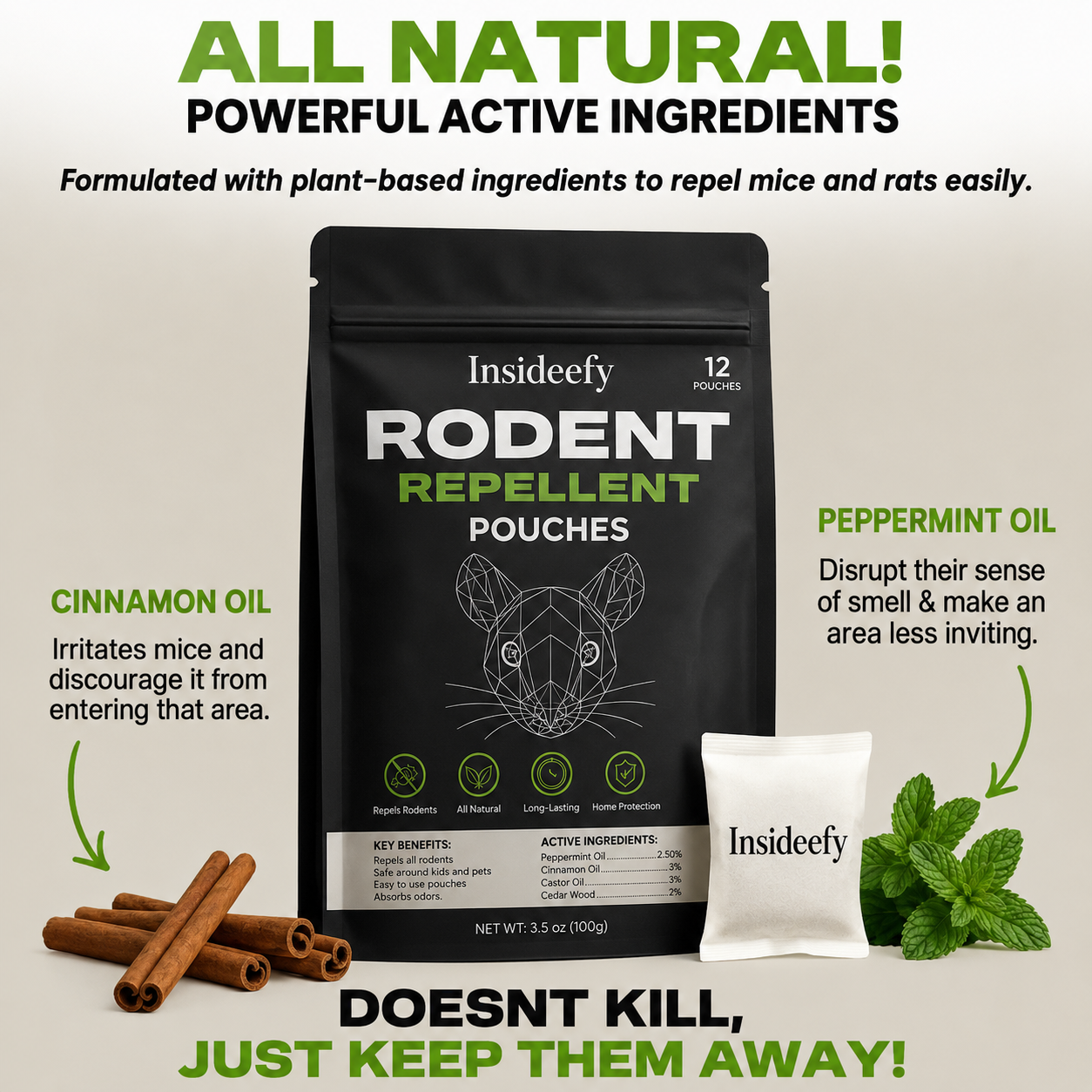 Insideefy™ Natural Rodent Repellent Pouches