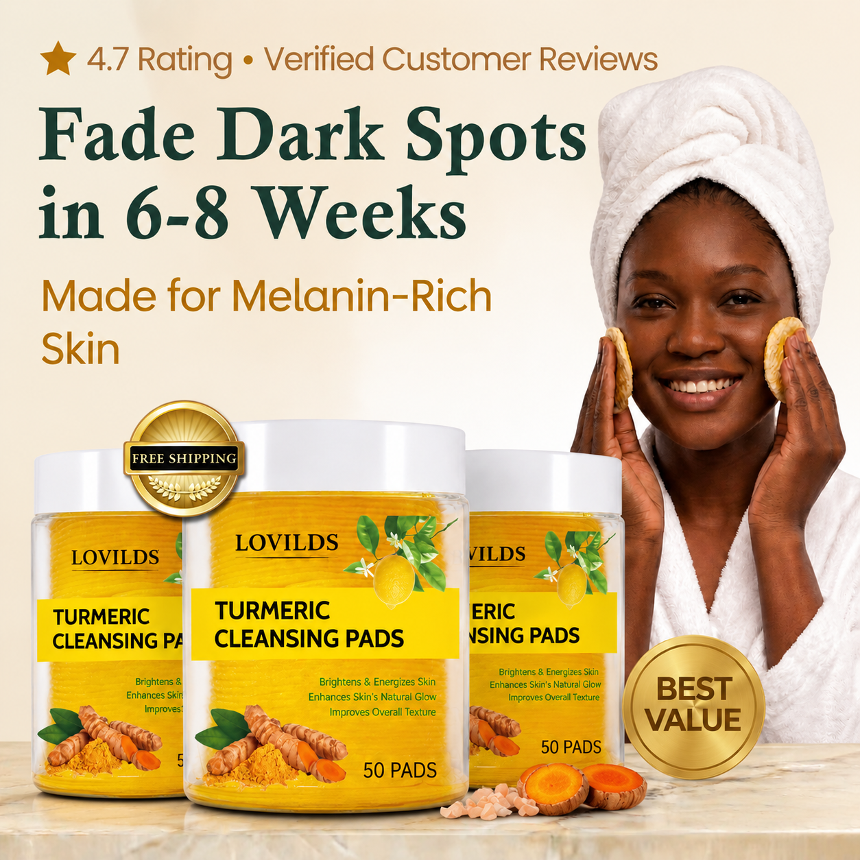 LOVILDS Turmeric Kojic Acid Cleansing Pads