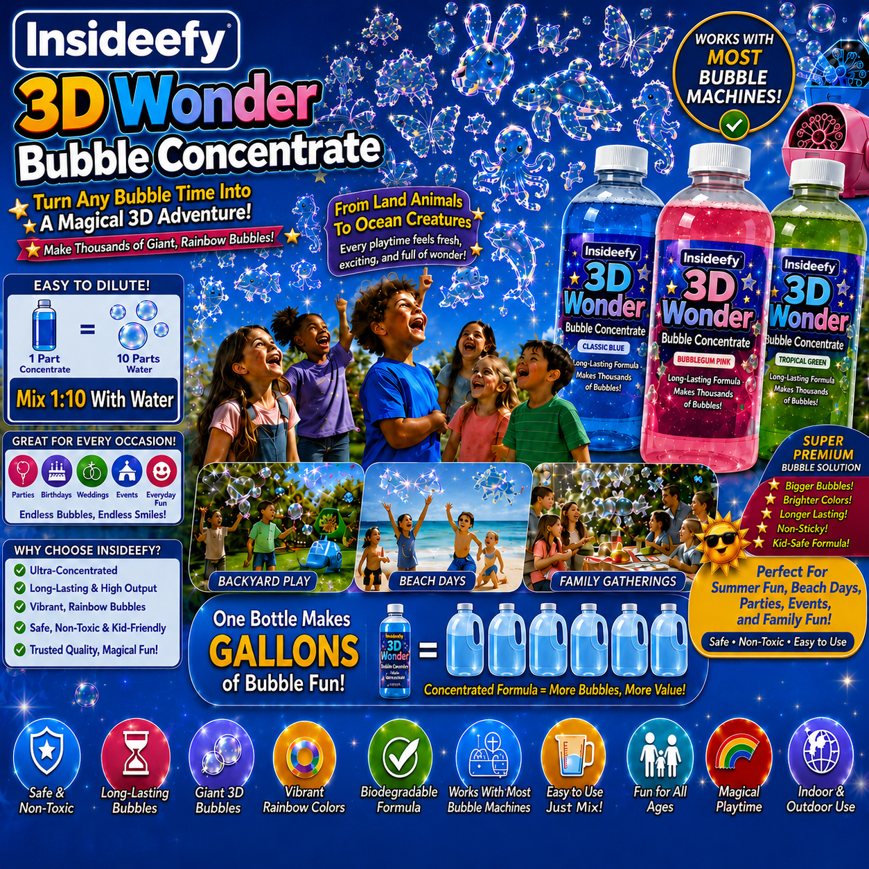Insideefy® Super 3D Wonder Bubble Concentrate —— Animal & Ocean Fantasy Theme