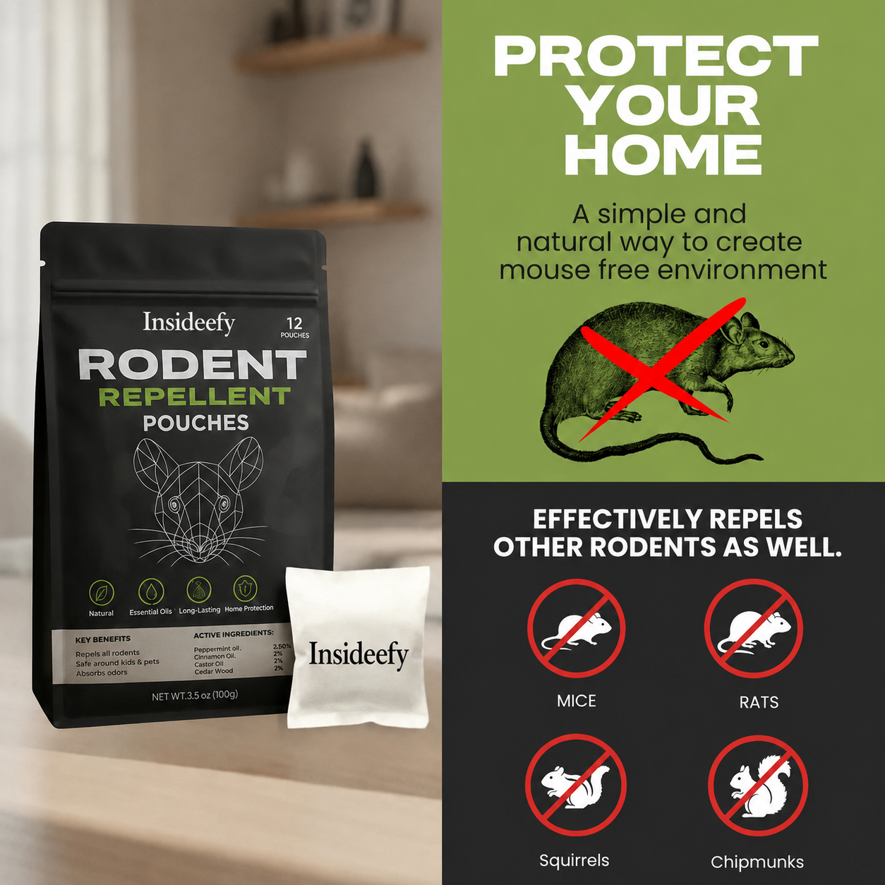 Insideefy™ Natural Rodent Repellent Pouches