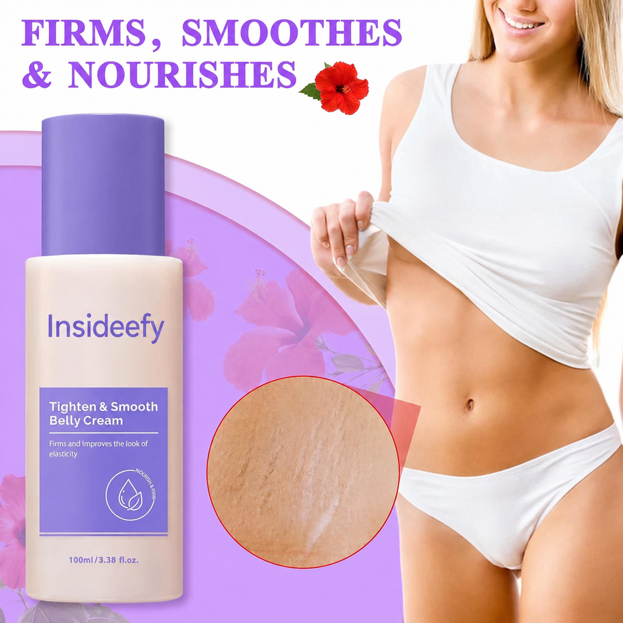 ✨ For Loose Belly Skin & Stretch Marks — Insideefy Tighten & Smooth Belly Cream | Visibly Firmer in Just 7 Days 💜