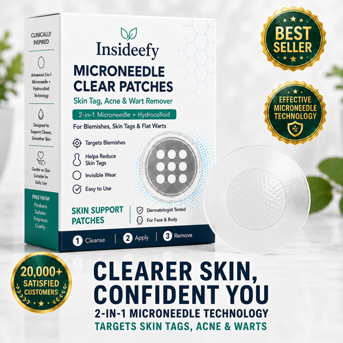 ✨✨Insideefy®2-in-1 Microneedle & Hydrocolloid Patch🍀| Removes Raised Moles, Acne, Flat Warts & Skin Tags | Helps Improve Wrinkles, Scars & Blemishes | Invisible Patches for Face & Body