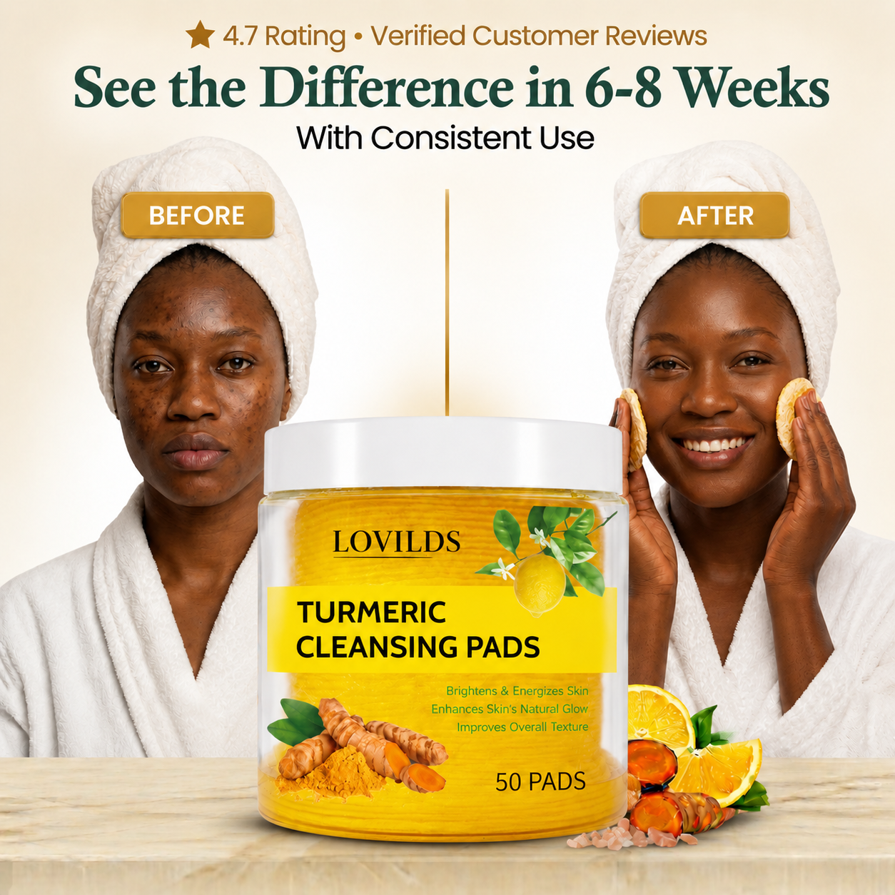 LOVILDS Turmeric Kojic Acid Cleansing Pads