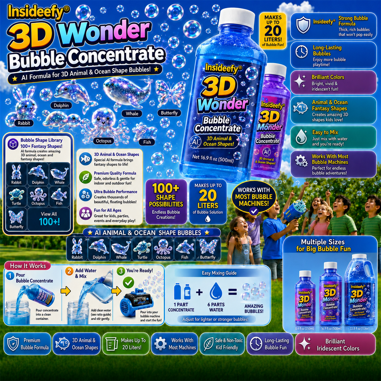 Insideefy® Super 3D Wonder Bubble Concentrate —— Animal & Ocean Fantasy Theme
